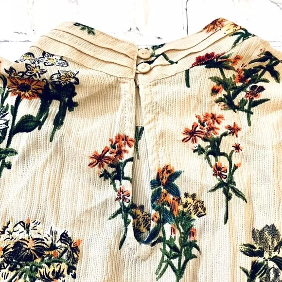 NWT Loveriche Boho Botanical Floral High Neck LS Keyhole Blouse Top Size L - Picture 8 of 12